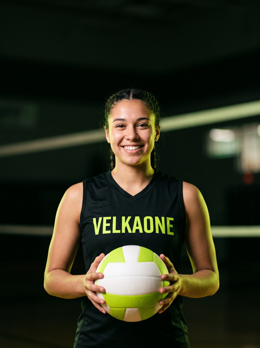 Atleta di pallavolo Velkaone con il pallone